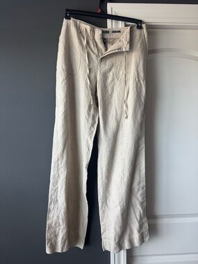 Liz Claiborne Relaxed Linen-Blend Chinos - Cream